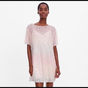 Zara Ombre Sequin Shift T-shirt Dress